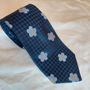 Ted Baker London Dark Blue Tie with Light Blue Floral Design